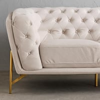 طقم كنب قطعتين أرفيلا قماش لون كريمي بارجل معدنية...