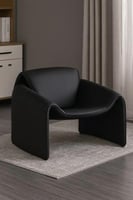 كرسي مفرد جلد هيكل معدني أنجليك - اسود