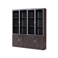 دولاب ملفات سيينا 4 درفات خشب رمادي مع زجاج