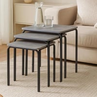 طقم طاولات جانبية تَرانيُم سطح خشبي لون رمادي بارج...