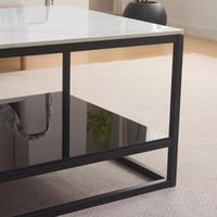 طاولة قهوة أفيرلينا من الحجر المتكلس مع رف بهيكل م...