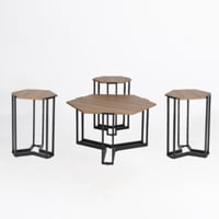 طقم طاولات سداسي 1+3 بني و رمادي - لوزان