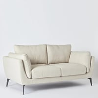 كنبة قماش مقعدين بتصميم مودرن لون ابيض من لوسينا