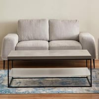 طاولة قهوة أرفينا خشب هندسي رمادي برف و هيكل معدني...