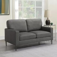 كنبة ميلڤورا مقعدين قماش لون رمادي داكن بارجل معدن...