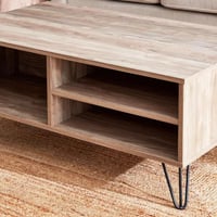 طاولة قهوة كارڤيناي خشب هندسي بيج مع 3 رفوف بأرجل...