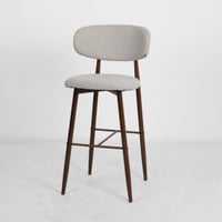 كرسي بار بقواعد خشب وقماش بيج - كوبا