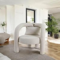 كرسي مفردة سولانا بتصميم منحني لون بيج