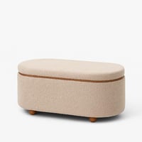 مقعد تخزين بتصميم أنيق ومبطن بقماش ناعم بلون بني غ...