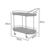 عربة تقديم ترولي أڤينترا بأرفف زجاج و اطار معدن أس...