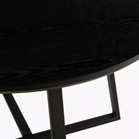 طاولة سفرة مستديرة سطح خشب طبيعي لون بأرجل معدن لو...