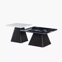 طقم طاولة قهوة تورڤيلّي قطعتين بسطح حجري لون اسود...