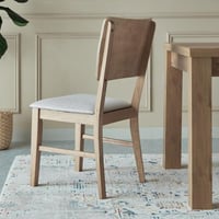 كرسي طعام بلفورت خشب لون بيج بوسادة قماش كتان مقاس...