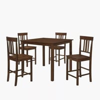 طقم طاولة سفرة مربع خشب صلب بني 4 كراسي- من سورڤيل...