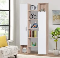 وحدة تخزين خمسة أرفف مع أدراج وبابين - بني فاتح وأ...