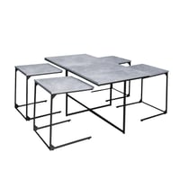 طقم طاولات قهوة بينيديتّا 5 قطع رمادي فاتح خشب مال...