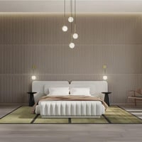 سرير هارفن منجد بقماش شانيل رمادي فاخر