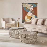 طقم طاولات قهوة دولتشي الومنيوم لون فضي - 2 حبة