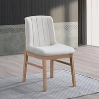 طقم طاولة سفرة خشب مطّاط بيج مع 3 كراسي قماش رمادي...