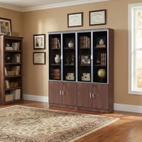 دولاب ملفات سيينا 4 درفات خشب بني فاتح مع زجاج