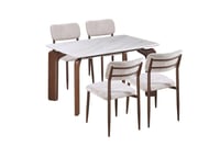 طاولة طعام إيزابيلا مستطيلة سطح الرخام ابيض بأرجل...