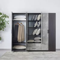 خزانة ملابس بستة أبواب مع أدراج ومرآة من فيرونزا