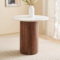 طاولة سفرة بسطح رخام أصلي مستدير لـ2 مقاعد مع قاعد...