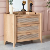 طاولة تزيين صغيرة بـ3 أدراج خشب دون مرآة من چاڤا