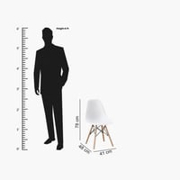 كرسي طعام من ديمي بلاستيك لون ابيض بارجل خشب البتو...