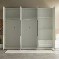 خزانة ملابس بـ6 أبواب عالية اللمعان مع درجين ومرآة...