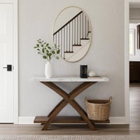 كونسول مدخل داماس خشب لون بني و أبيض مقاس 120x78x4...