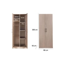 دولاب ملابس لوتشيلا خشب بني بابين و 4 رفوف 80×55×2...