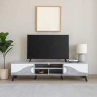 طاولة تلفزيون 180 سم درجين تخزين مع ارفف خشب ماليز...