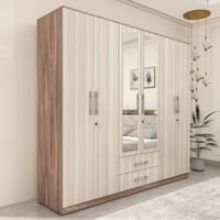 خزانة ملابس 6 أبواب ودرجين ومرآة - بريكستون