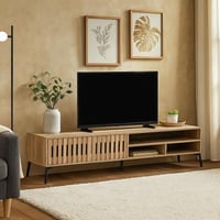 طاولة تلفزيون خشبية بتصميم شرائحي بطول 200 سم-لون...