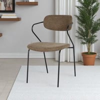 كرسي طعام فلامينيا قماش رمادي بهيكل معدن اسود فاخر...