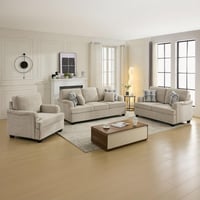 كرسي قماش بمساند ذراعين لون بيج من كاليفورنيا إن ا...