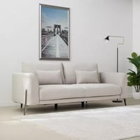 كنبة قماش 3 مقاعد مع وسادتين بأرجل معدن فضي من سوف...