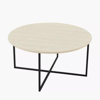 طاولة قهوة كورڤيلا مستديرة سطح خشب صلب لون كريمي ب...