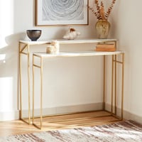 طقم طاولة كونسول من قطعتين بسطح من الرخام الأصلي -...