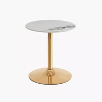 طاولة جانبية مستديرة من الحجر الملبد بقاعدة معدن ذ...