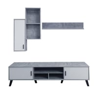 وحدة تلفزيون إيفيلينا 4 قطع خشب ماليزي 180 سم - رم...