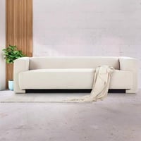 كنبة فالوريا 3 مقاعد قماش لون كريمي بأرجل خشب زان