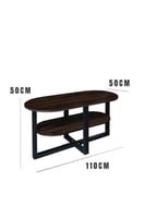 طاولة قهوة بيضاوي بسطح خشب بارما - بني غامق وأسود