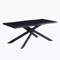 طقم طاولة سفرة سطح خشب اسود 6 كراسي قماش رمادي بار...