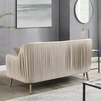 كنبة ستارم مقعدين مع وسادتين قماش مخملي لون بيج بأ...