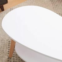 طاولة قهوة أرفيسّا بيضاوية مع رف خشب هندسي لون بيج...