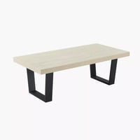 طاولة قهوة ميرزيلا سطح خشب هندسي لون كريمي بقاعدة...