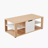 طاولة قهوة تافوليرا خشب هندسي 2 باب و 2 رف لون بيج...