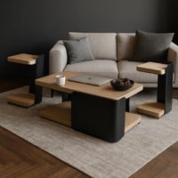 طقم طاولات مودرن أسود وخشبي - نوران